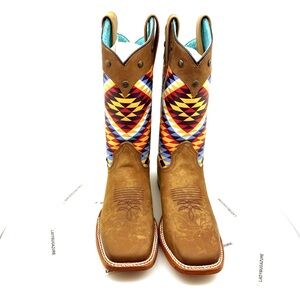 NWOB REYME Brown Multicolor Women's Square Toe Boots Size 7.5